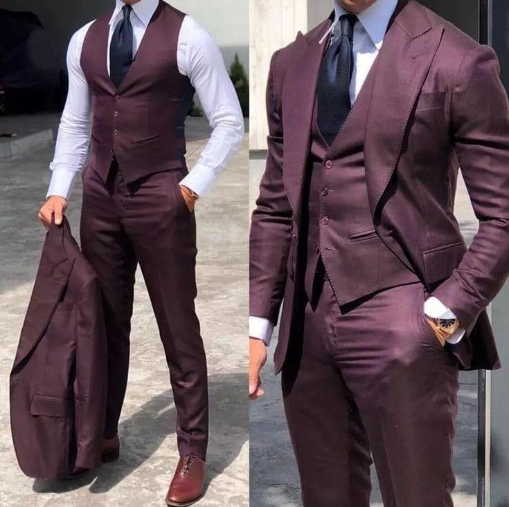 5 piece wine formal suit