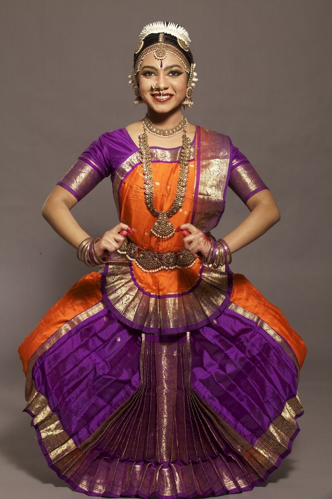 Orange & Purple Bharatanatyam Costume - We Dress