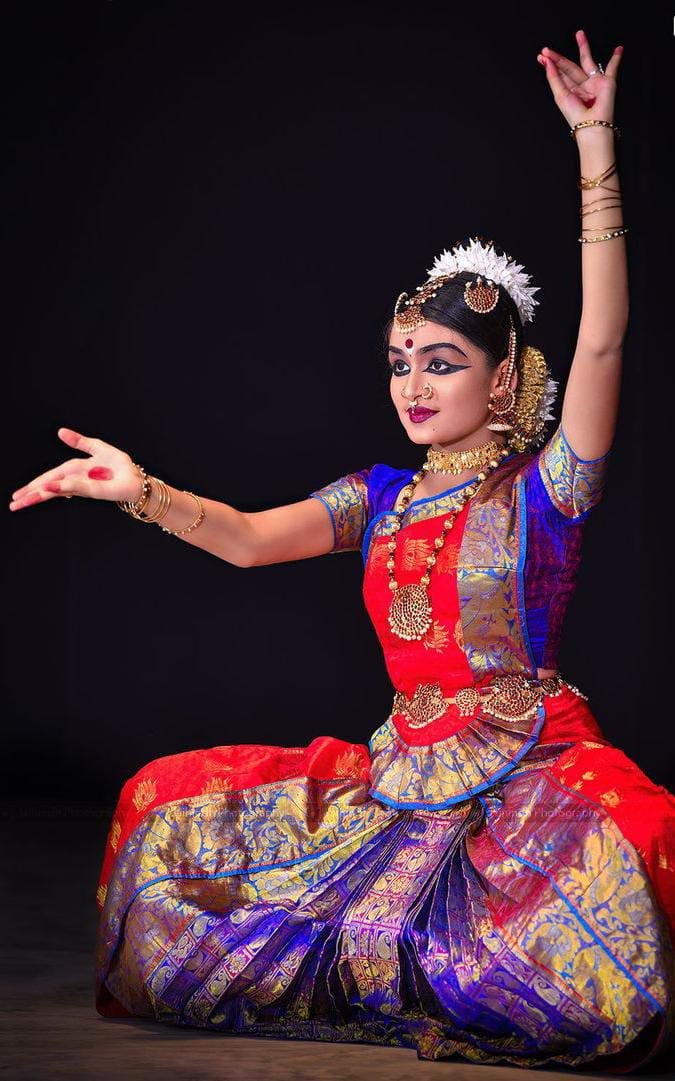 Red & Blue Bharatanatyam Costume - We Dress